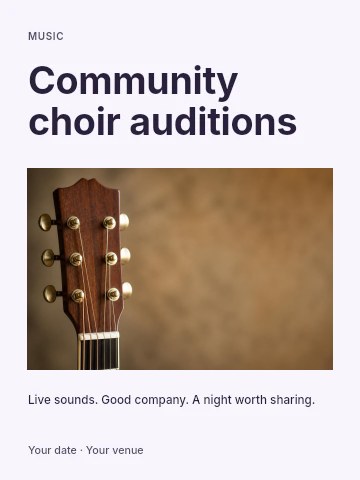 Community choir auditions poster template