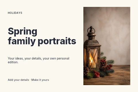 Spring family portraits postcard template