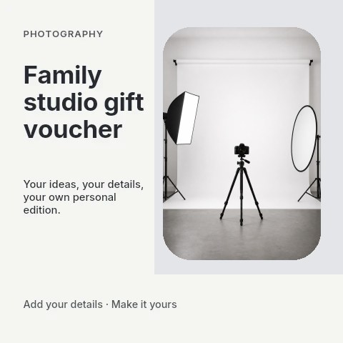Professional photography studio setup in Family studio gift voucher social media post template