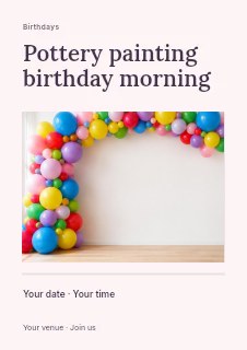 Pottery painting birthday morning flyer template · Title & photograph