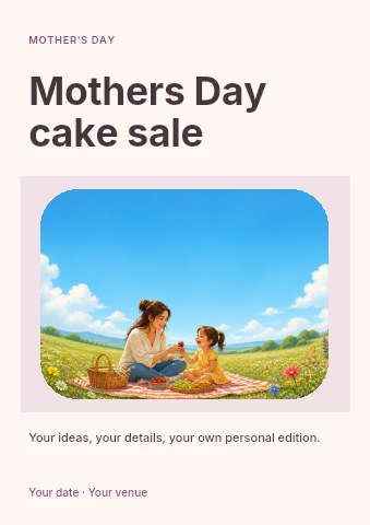 Mothers Day cake sale flyer template