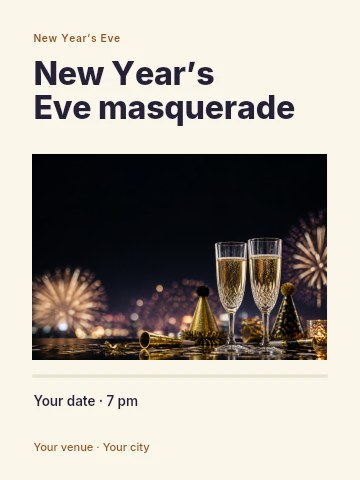 New Year’s Eve masquerade invitation template