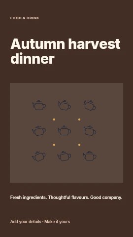 Tea pot · Scattered Pattern in Autumn harvest dinner instagram story template