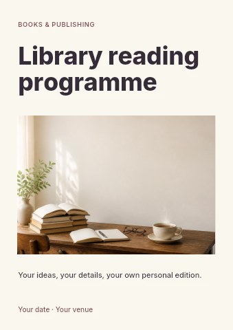 Library reading programme flyer template