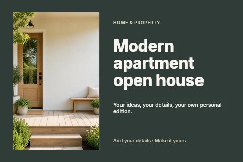 Modern apartment open house postcard template