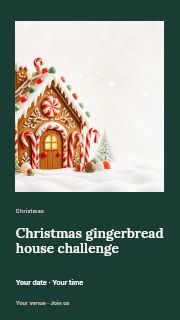 Decorated gingerbread house in snow in Christmas gingerbread house challenge instagram story · Gallery editorial