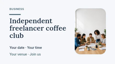 Independent freelancer coffee club youtube thumbnail template · Horizontal photo dialogue