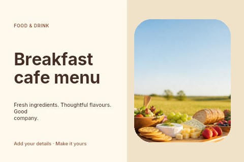 Breakfast cafe menu postcard template