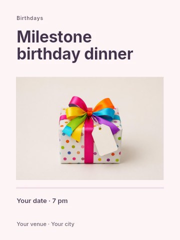 Milestone birthday dinner poster template