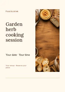 Garden herb cooking session flyer template · Split portrait