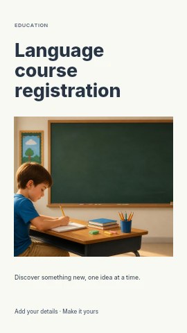 Language course registration instagram story template