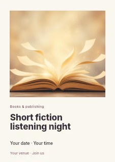 Short fiction listening night flyer template · Gallery editorial