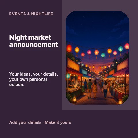Night market announcement social media post template