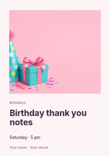Birthday thank you notes flyer template · Gallery editorial