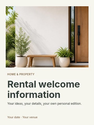 Rental welcome information poster template