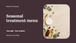 Seasonal treatment menu youtube thumbnail template · Horizontal photo dialogue