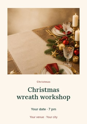 Christmas wreath workshop flyer template