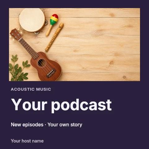 Collection of wooden musical instruments on table in Acoustic music podcast cover template