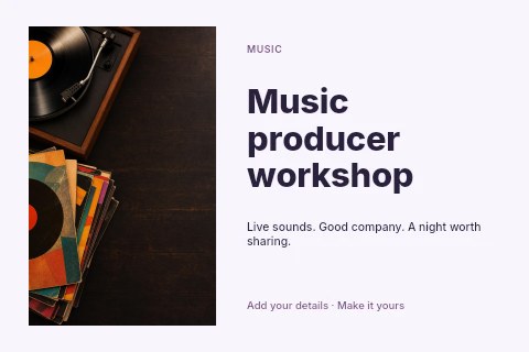 Music producer workshop postcard template