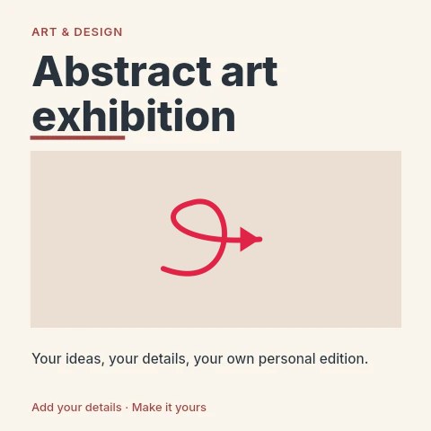 East loop arrow · solid head in Abstract art exhibition social media post template