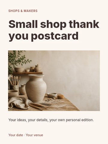 Small shop thank you postcard poster template