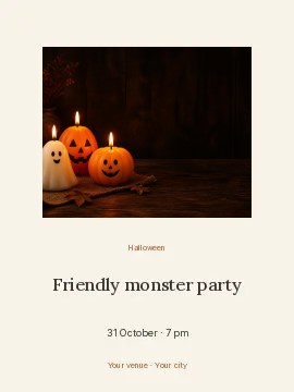 Friendly monster party · Picture window invitation template