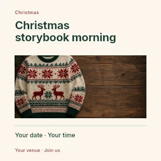 Christmas storybook morning social media post template · Title & photograph