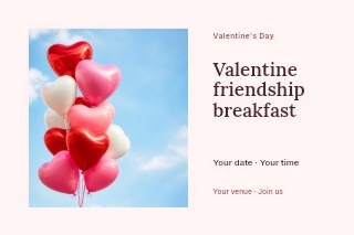 Valentine friendship breakfast postcard template · Horizontal photo dialogue