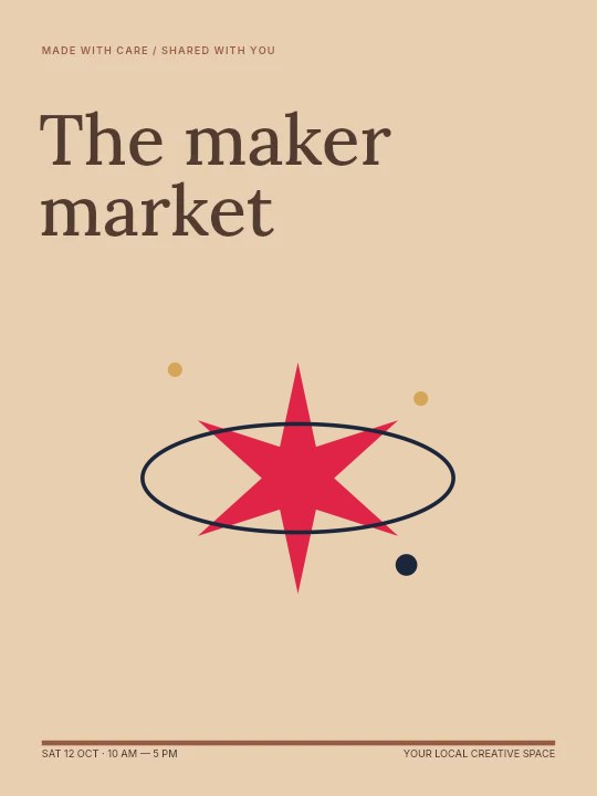 6-point slender sparkle · orbit composition in The maker market · Illustrated poster