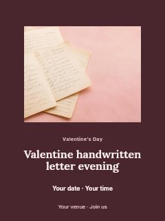 Vintage handwritten letter on pink background in Valentine handwritten letter evening poster · Picture window