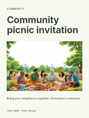 Community picnic invitation template