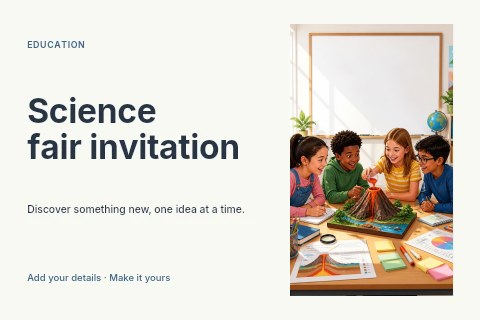 Science fair invitation postcard template