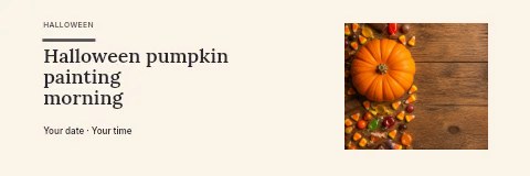 Halloween pumpkin painting morning banner template · Horizontal photo dialogue