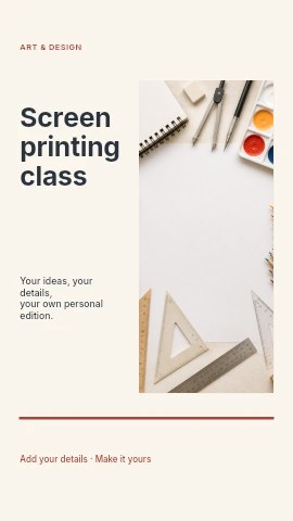 Screen printing class instagram story template