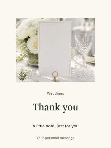 Elegant wedding table setting with blank card in Autumn wedding reception greeting card template