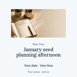 January seed planning afternoon social media post template · Picture window