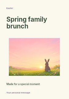Rabbit watching sunset in flower meadow in Spring family brunch · Modern programme