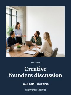 Creative founders discussion poster template · Quiet photo gallery