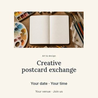 Creative postcard exchange social media post template · Picture window