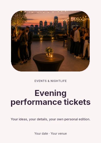 Evening rooftop social gathering in Evening performance tickets flyer template