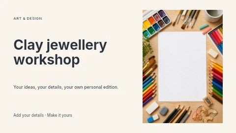 Clay jewellery workshop presentation cover template