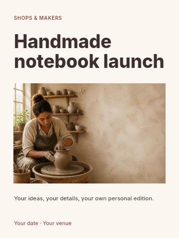 Handmade notebook launch invitation template