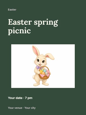 Easter spring picnic poster template