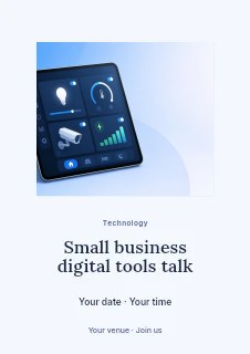 Small business digital tools talk flyer template · Picture window