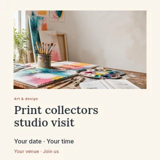 Print collectors studio visit social media post template · Gallery editorial