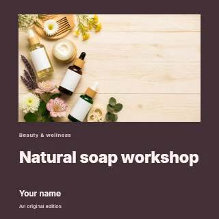 Natural soap workshop podcast cover template · Gallery editorial