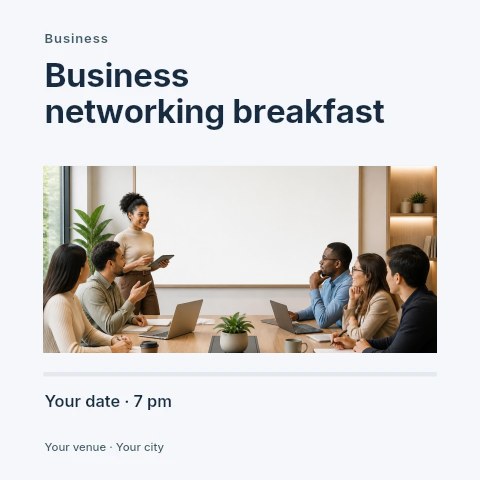 Business networking breakfast social media post template