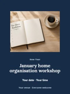 January home organisation workshop poster template · Picture window