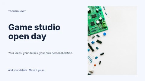 Game studio open day presentation cover template
