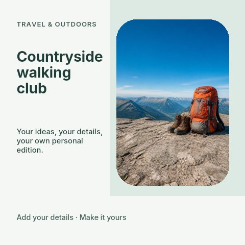 Countryside walking club social media post template